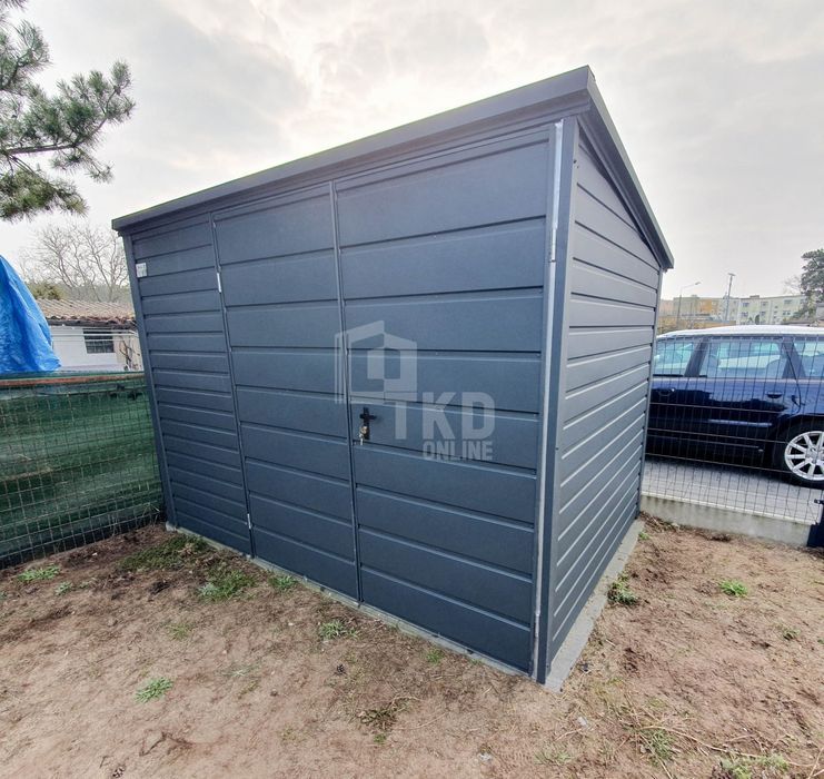 Domek Ogrodowy - Schowek 2,5X2 - Brama Antracyt Spad W Tył  Tkd203