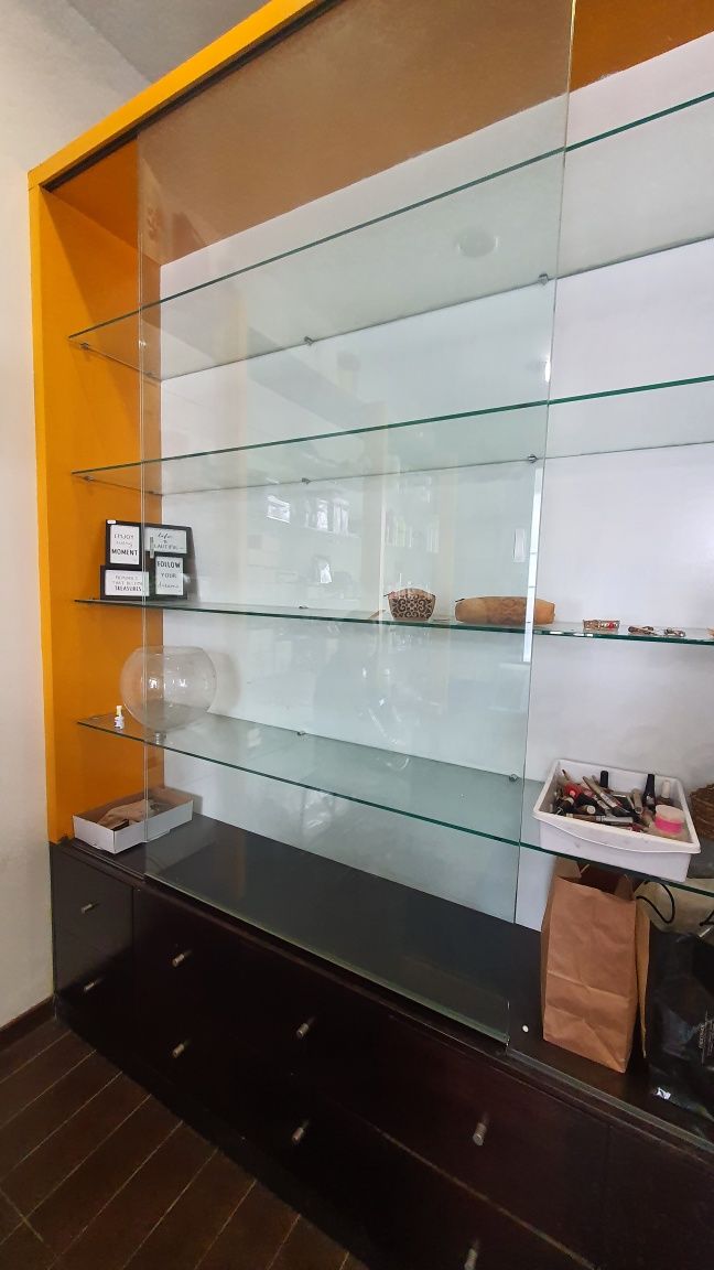 Vendo móvel (2,5 x 2,7 m2) em MDF com prateleiras em vidro