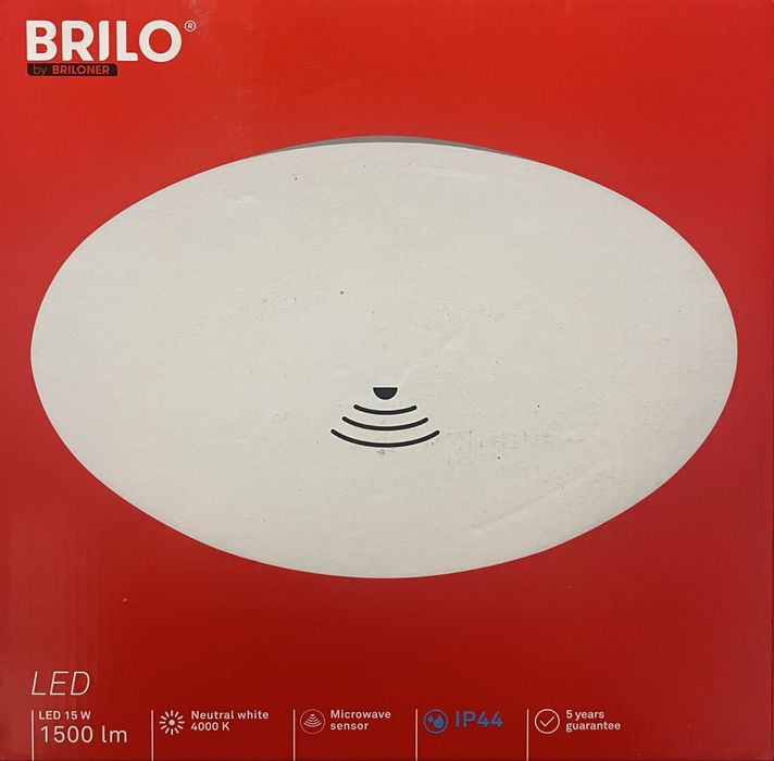 Briloner LED okrągły, lampa sufitowa 27.8cm biały - Czujnik Ruchu