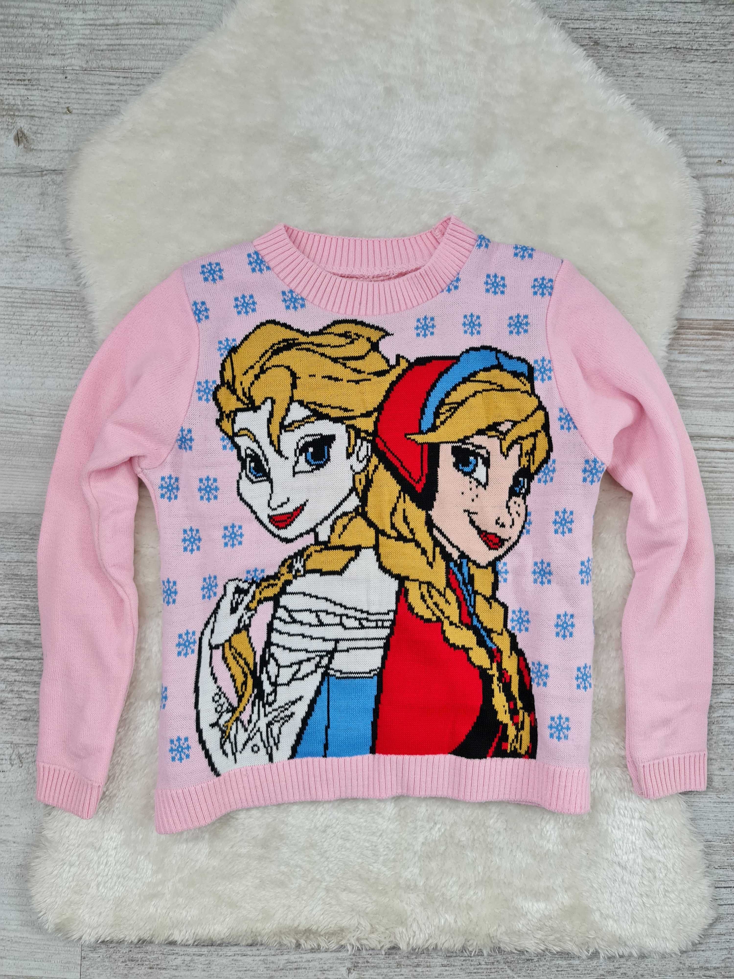 Sweter Elsa , Anna Disney Kraina Lodu Rozm 128 - 134 na Wiek 8 a 9 Lat