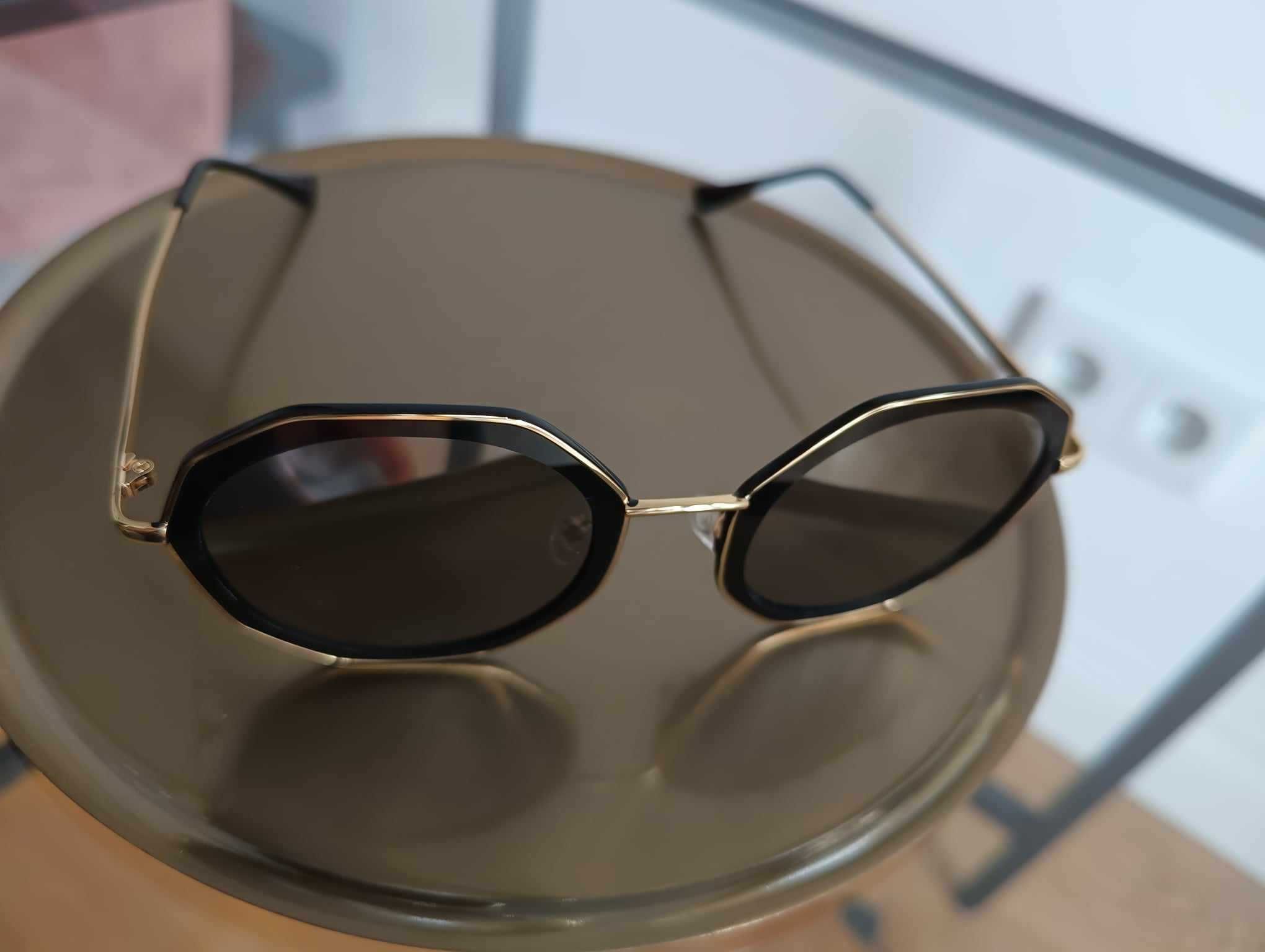 Modne Okulary Przeciwsłoneczne UV 400, Ładne Oprawki, Czarne, Złote