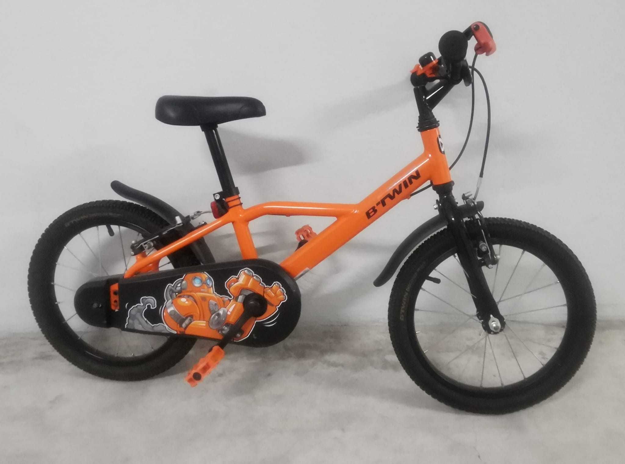 Bicicleta Criança - 4/6 Anos - Preta e Laranja + Rodinhas de Apoio