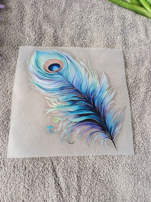 Termoprzylepna naklejka na odzież pawie pióro