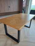 Stół dębowy w jodełkę 160x90 Mebloo - z dwiema dostawkami 50cm