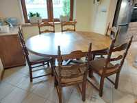 Stół holenderski do jadalni dębowy + krzesła
