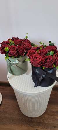 Flower Box z czerwonych aksamitnych róż trwały bukiet na prezent