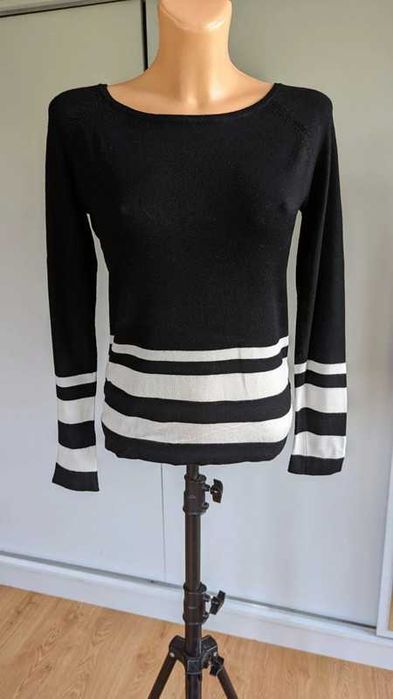 Sweter w paski czarny l 40