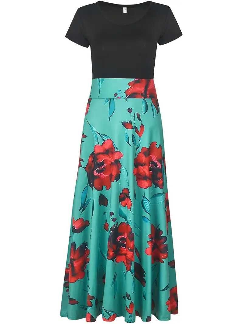 Elegancka sukienka z krótkim rękawem XL