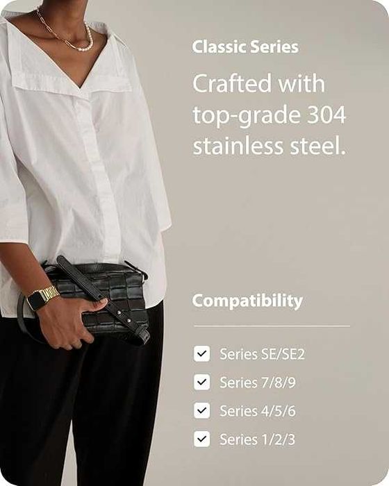 Fullmosa bransoleta Apple Watch SE 10 9 8/ 7 6 5 38/40/41mm etui złote