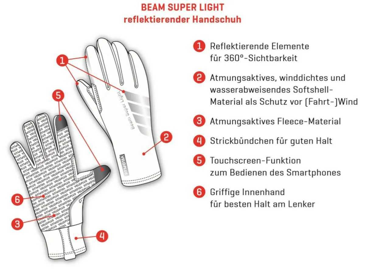 Вело перчатки софтшелл Veloplus beam super light p. L Швейцария