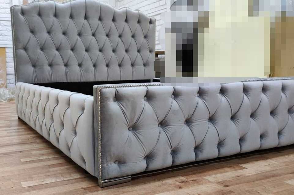 Łóżko głęboko pikowane chesterfield pod materac 160x200