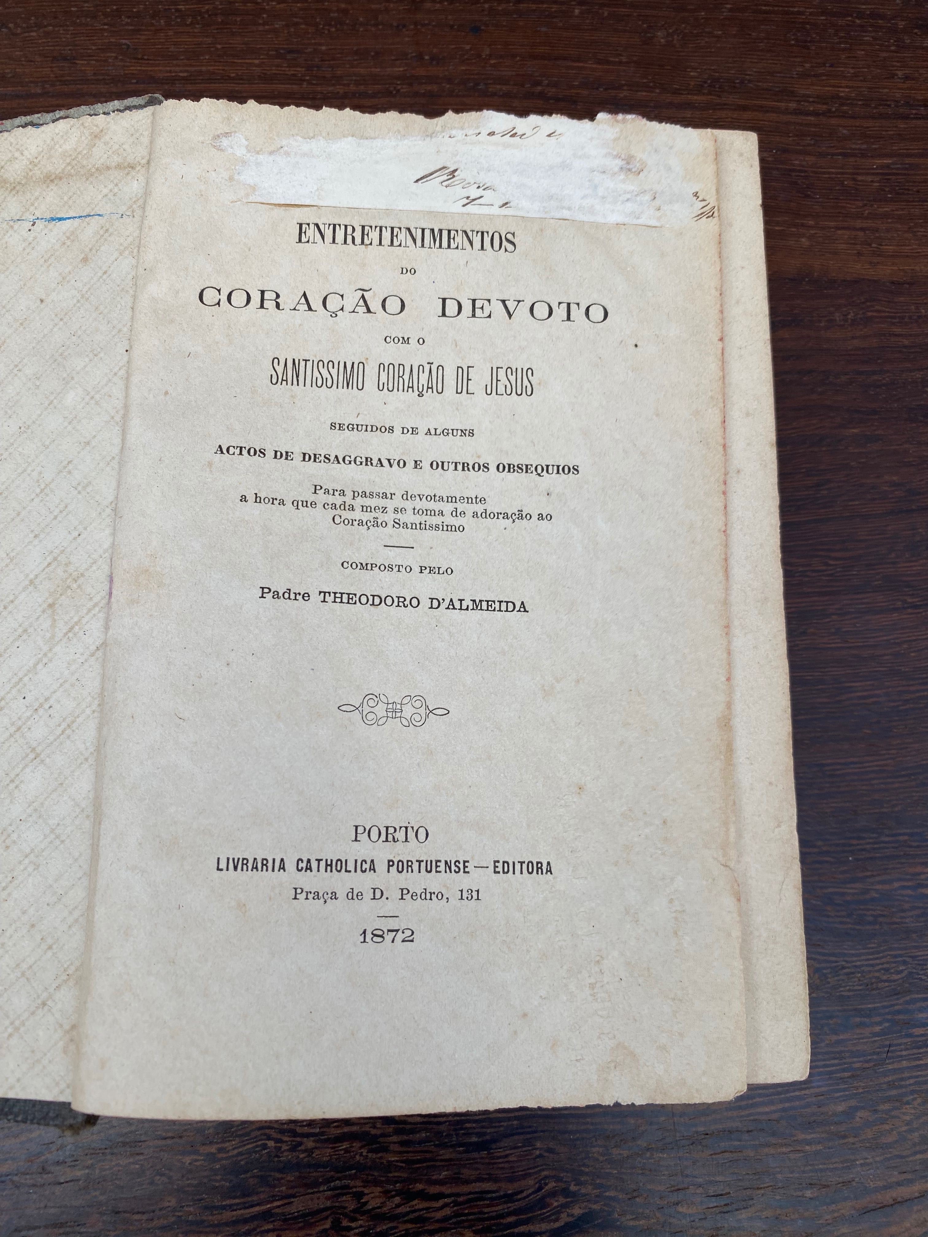 Livro Entretenimentos do coração devoto  1872 Porto Arte Sácra Séc XIX