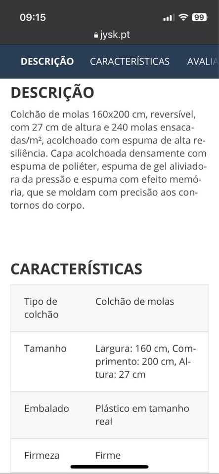 Colchão Semi-Novo top de Gama