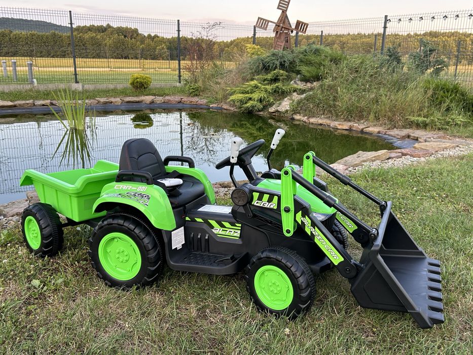 Traktor na akumulator z przyczepą ŁYŻKA 2X45 WATT Zielony