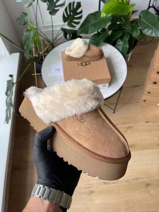Жіночі UGG Disquette Platform Slippers натуральна замша та хутро