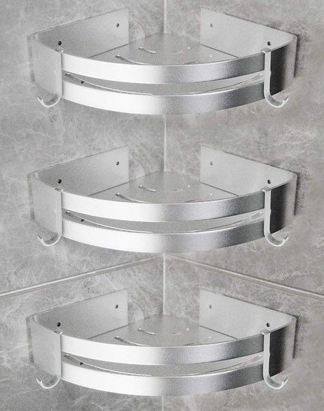 3 półki prysznicowe narożne aluminiowe Yorbay