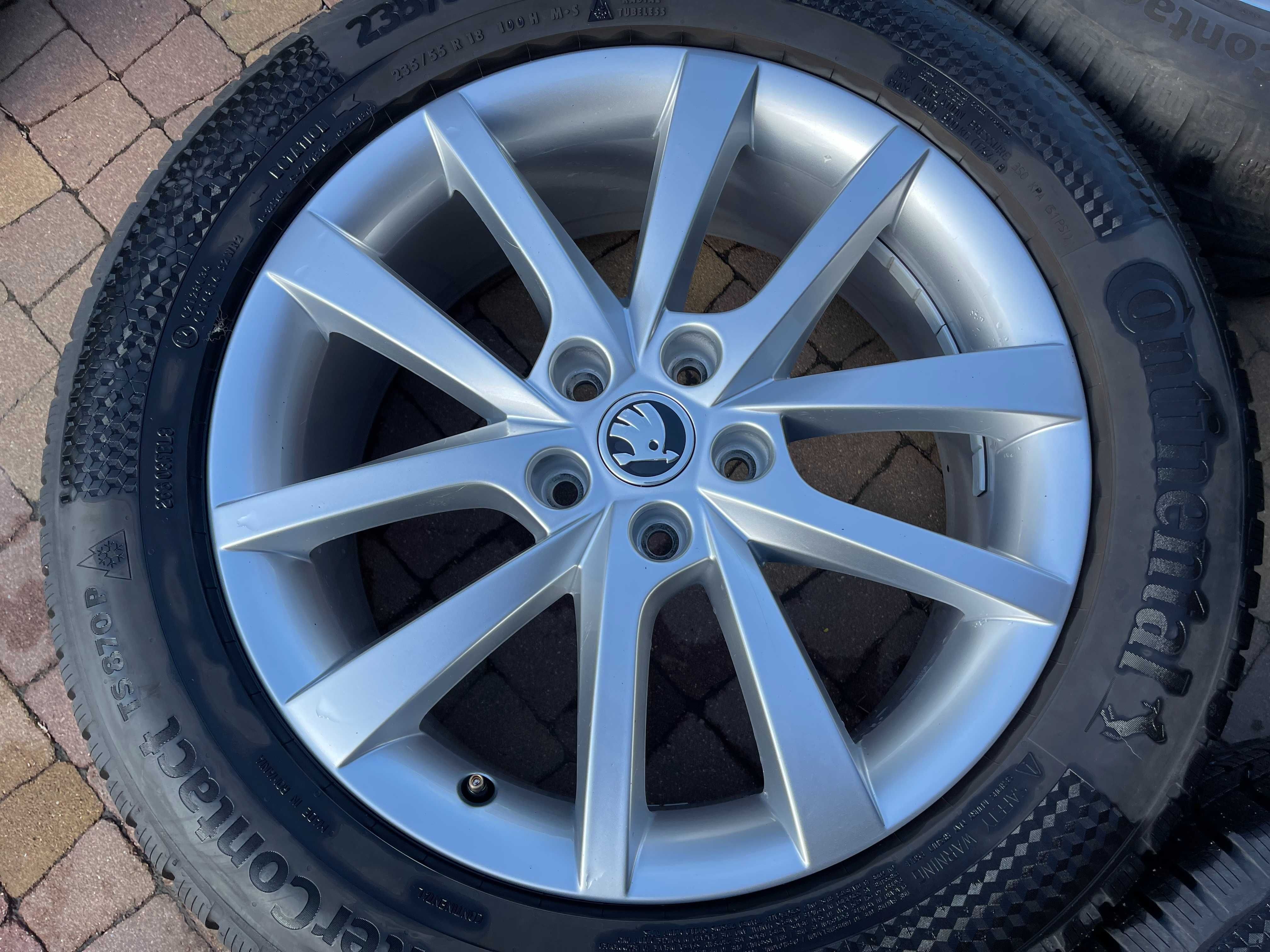 3768. Koła zimowe Skoda Kodiaq oryginalne 5x112 235/55/18 Continental