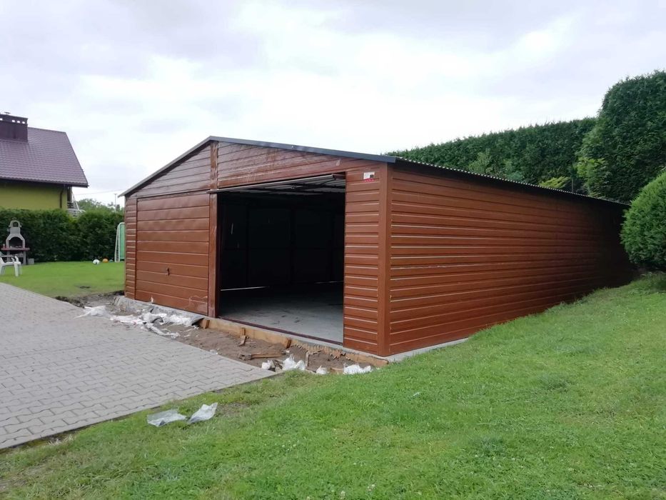 Garaż blaszany 6x5 dach dwuspadowy, drewnopodobny, garaże 6x6,5x5,4x6,