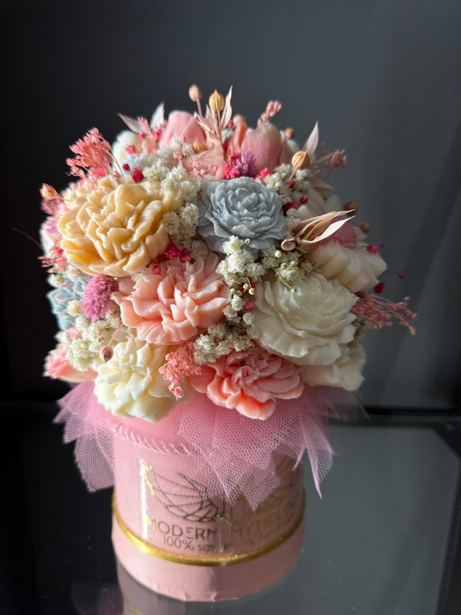Elegancki wieczny Flowerbox Prezent: Dzień Mamy, Ślub, Urodziny - Mini