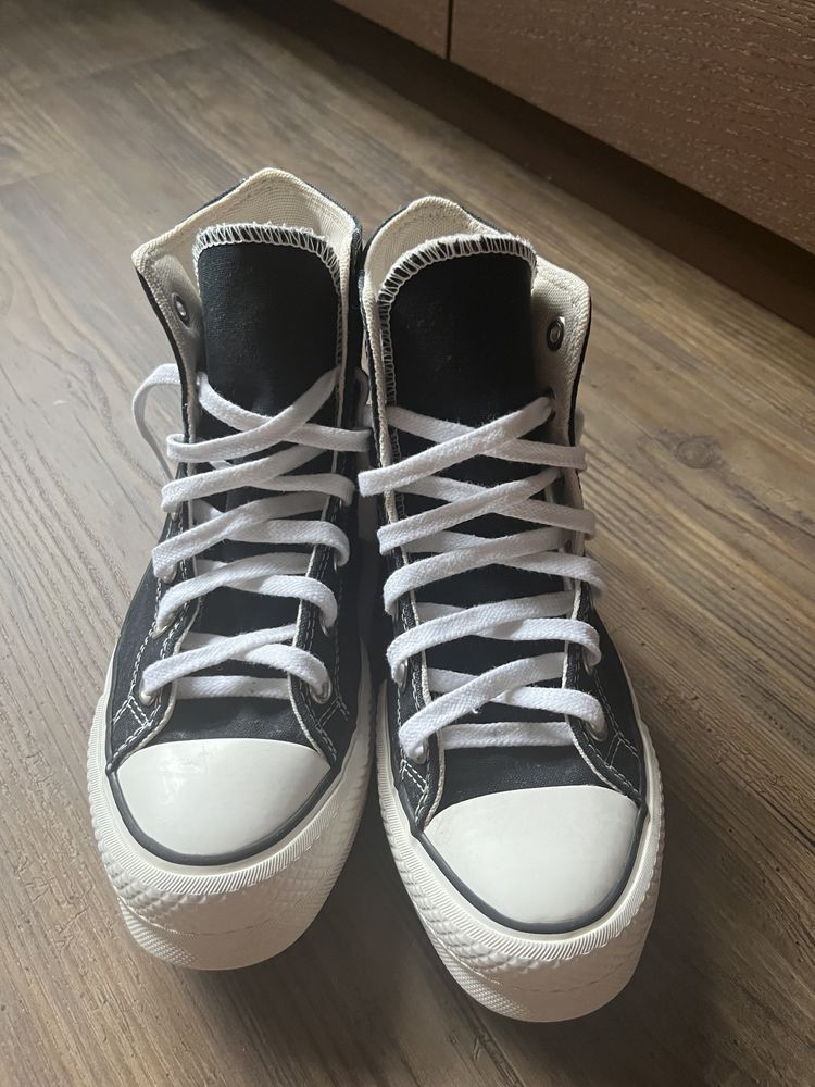 Converse All Star Lift Hi czarne z haftami 37,5 platform