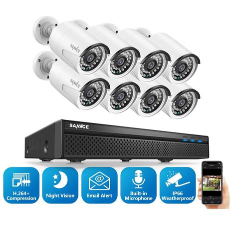 [NOVO] Sistema de Vídeo Vigilância POE [4/6/8 Câmaras 1080P] CCTV