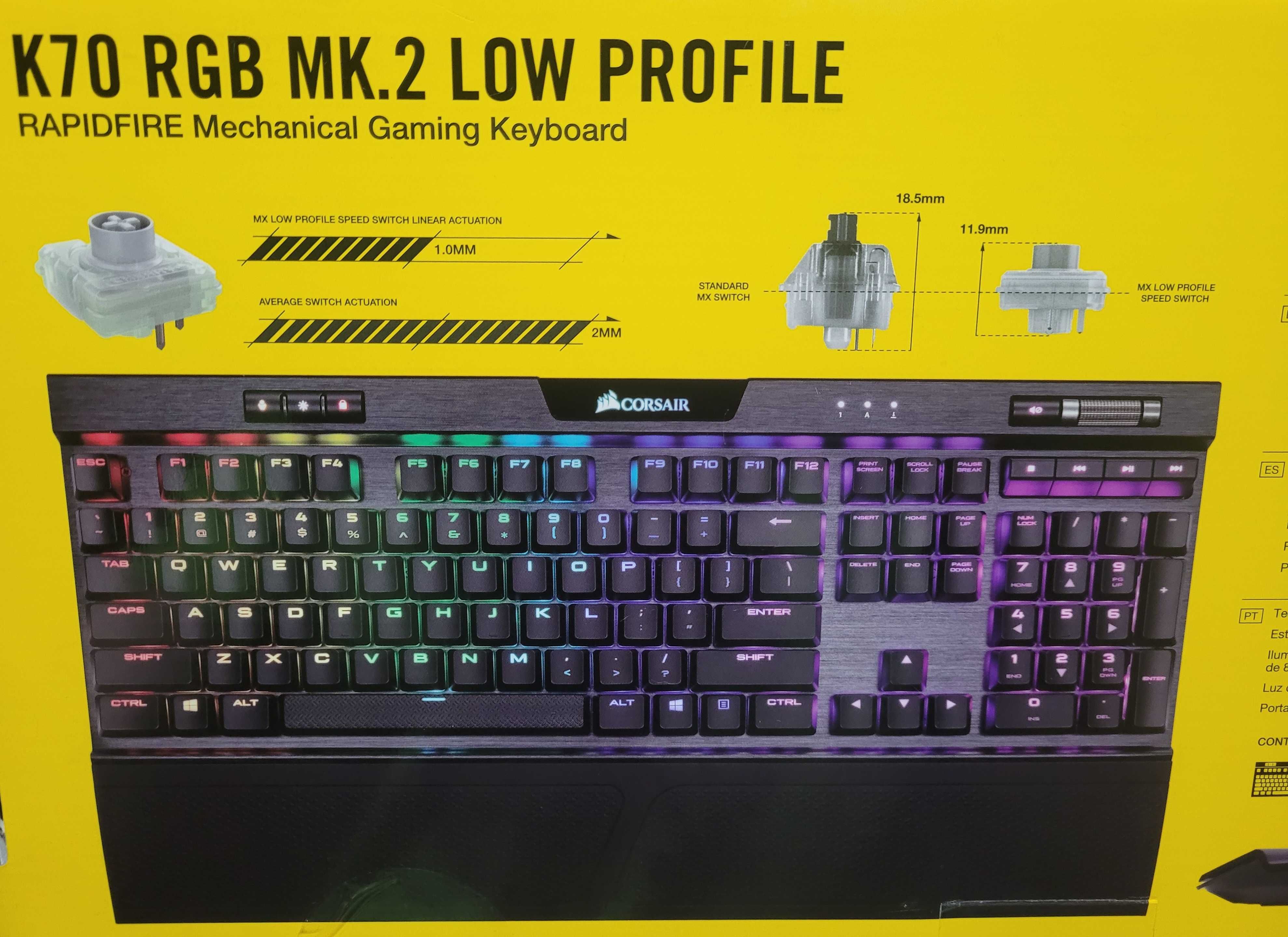 Teclado Mecânico Corsair Gaming K70 RGB MK.2 Low Profile RAPIDFIRE