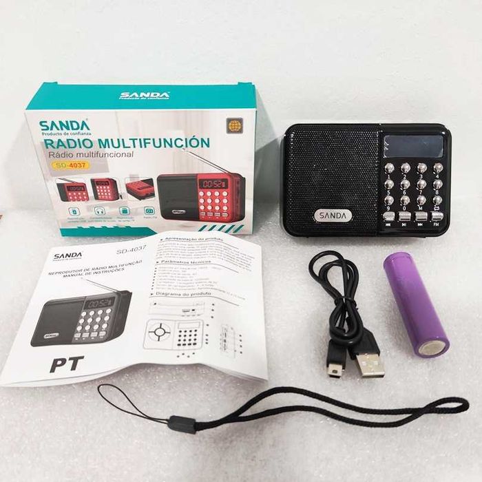 Radio Sanda SD-4037 bateria AM-FM bluetooth mp3 micro sd usb fones