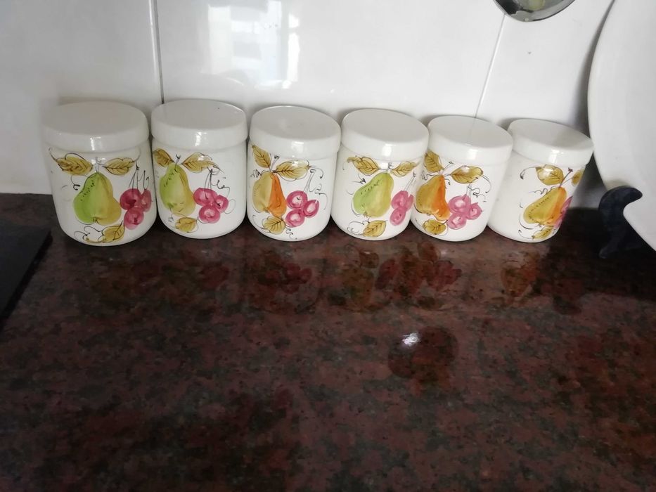 Conjunto Decoração Cozinha/Potes-artesanato-Pintado à mão-assinado