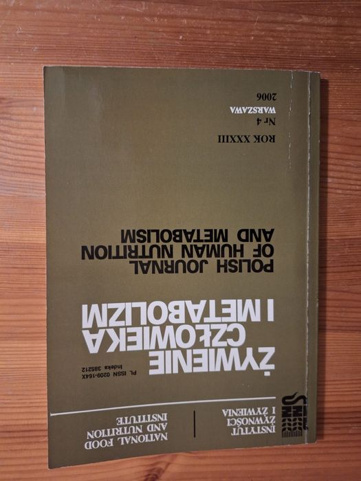 Ksiazka Zywienie czlowieka i metabolizm National food