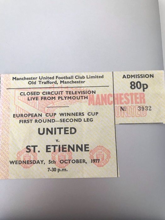 Bilet Manchester United - AS St. Etienne 1977 Unikat