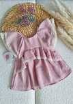Nikol Kids Fashion tunika muślinowa z koronką brudny róż 98 cm