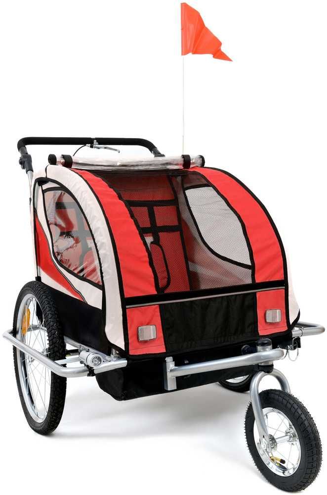 Przyczepka Rowerowa + Amortyzator 3w1+OŚWIETLENIE LED 2-osobowa+JOGGER