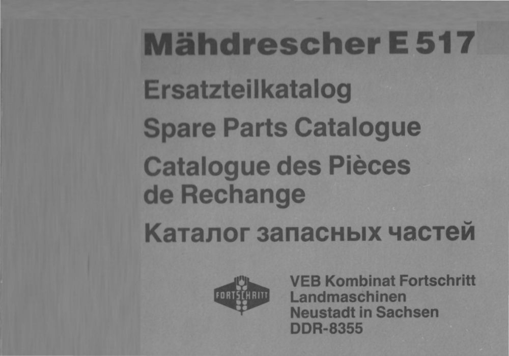 Katalog części kombajn Fortschritt E-517 E 517