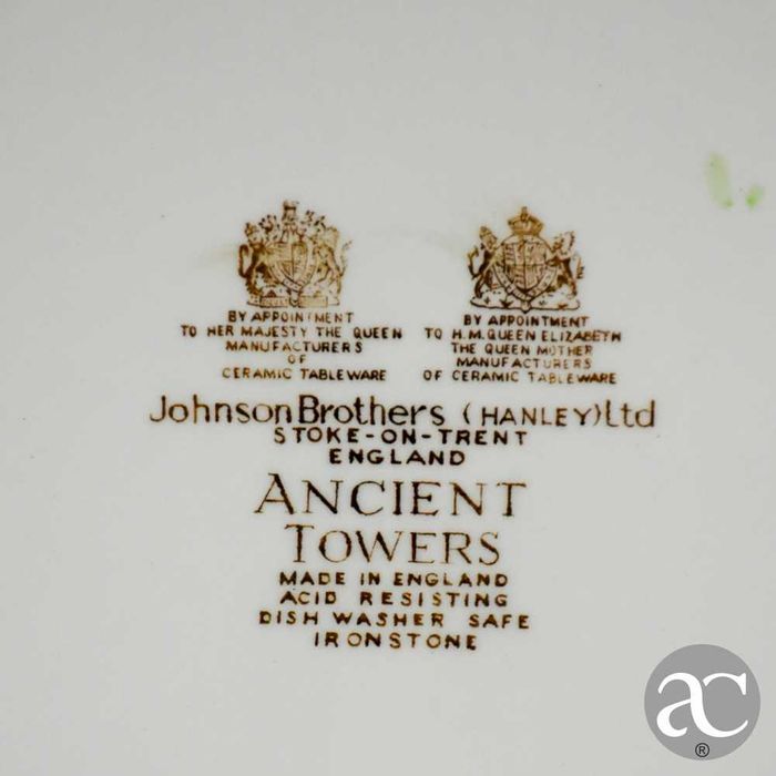 Prato faiança inglesa, Ancient Towers Johnson Bros, Anos 50 – 25,2 cm