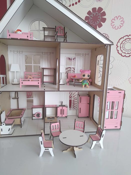 Ляльковий будинок для дівчинки з меблями, ліфтом, 47 см для лол