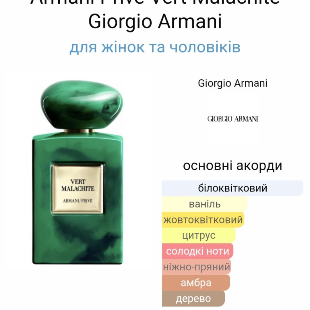 Armani Prive Vert Malachite 50 ml парфуми духи туалетна вода оригінал.