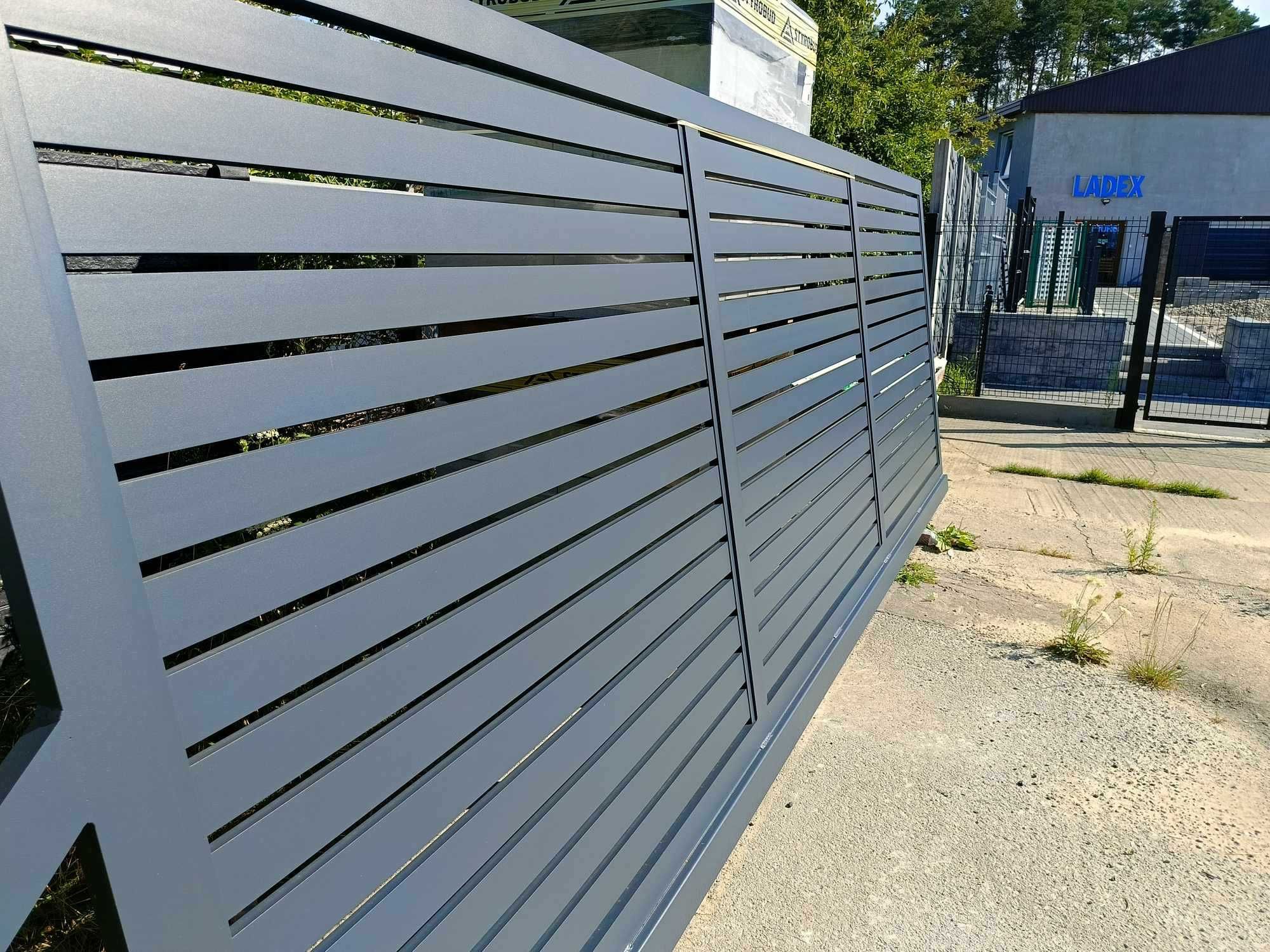 Brama przesuwna aluminiowa profil 80x20mm 500x178cm lewa 7016 antracyt