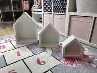 Półki domek 3 sztuki drewniane do pokoju dziecięcego