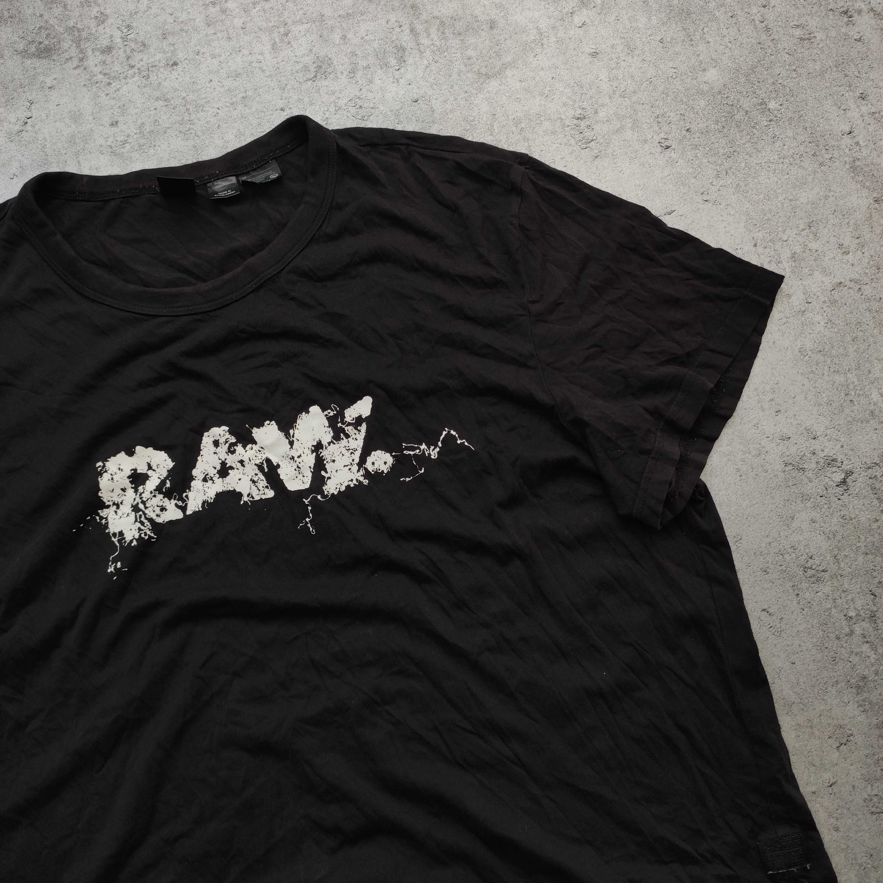 MĘSKA Koszulka PREMIUM Czarna Duże Logo Gstar RAW Bawełna Lekka G-Star