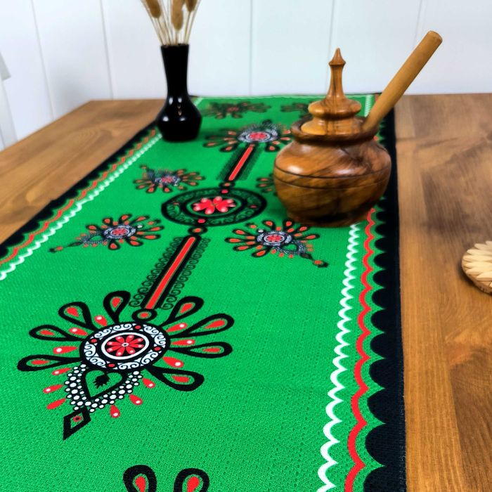 Folkowy Bieżnik na Stół 120x40 cm – Polski Produkt, Laserowy Nadruk