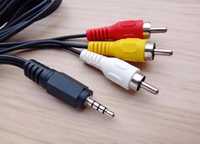 Аудио видео кабель 3x RCA AV - 3.5 мм длина 90 см тюльпан-mini jack ОП