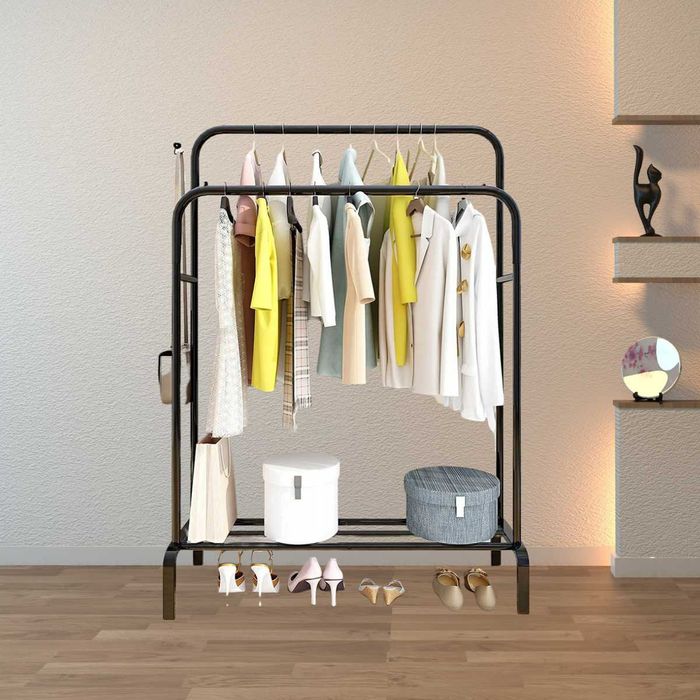 Mocny wieszak metalowy z półką na ubrania obuwie stojak NOWY!