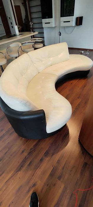 sofa bretania beżowa skóra lewostronna