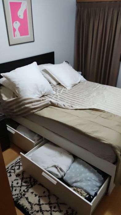 Cama IKEA BRIMNES (200x140cm) c/ Estrado Premium + Colchão Molaflex
