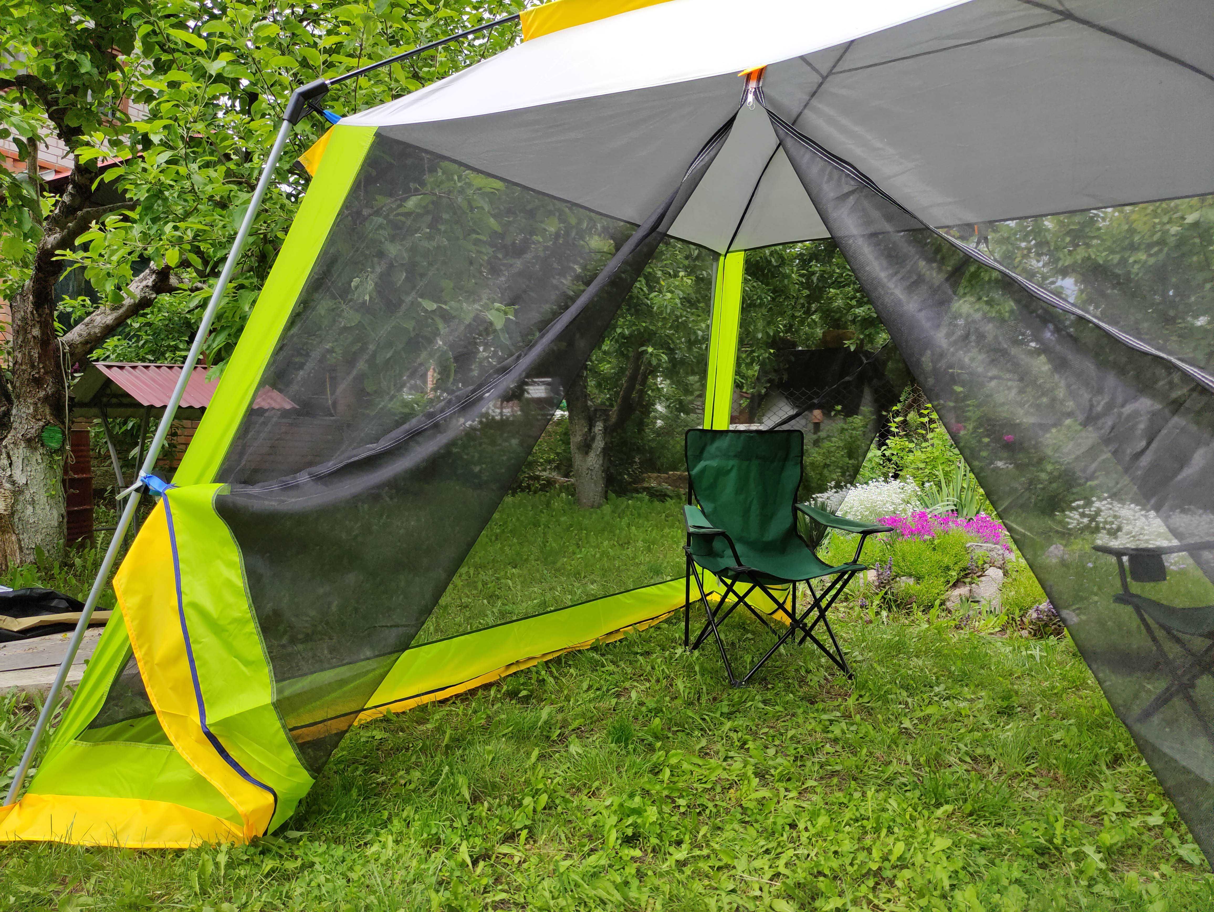Садовая палатка - шатёр 3х3х2.1м (площадь 9кв. м), зеленая.