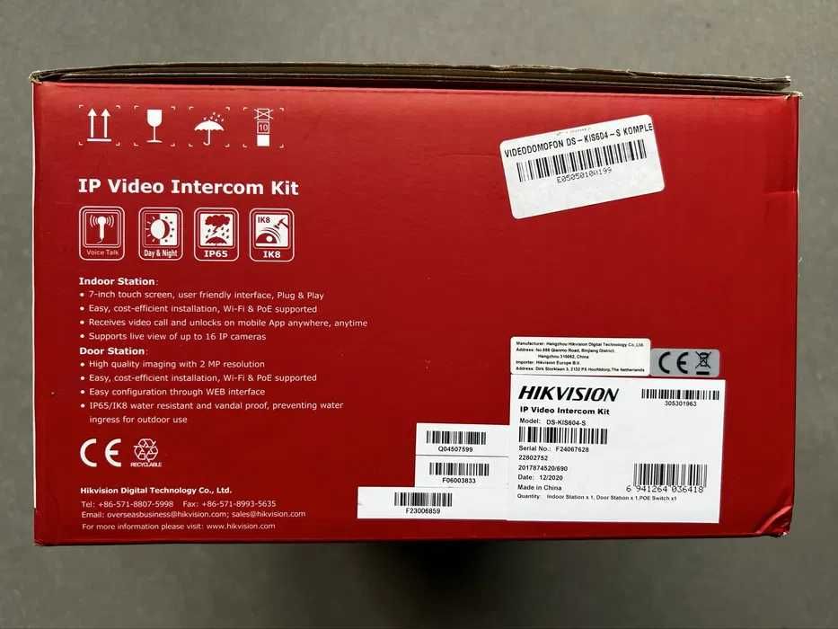 Hikvision Panel wewnętrzny monitor z Wi-Fi IP DS-KH6320-WTE1/EU