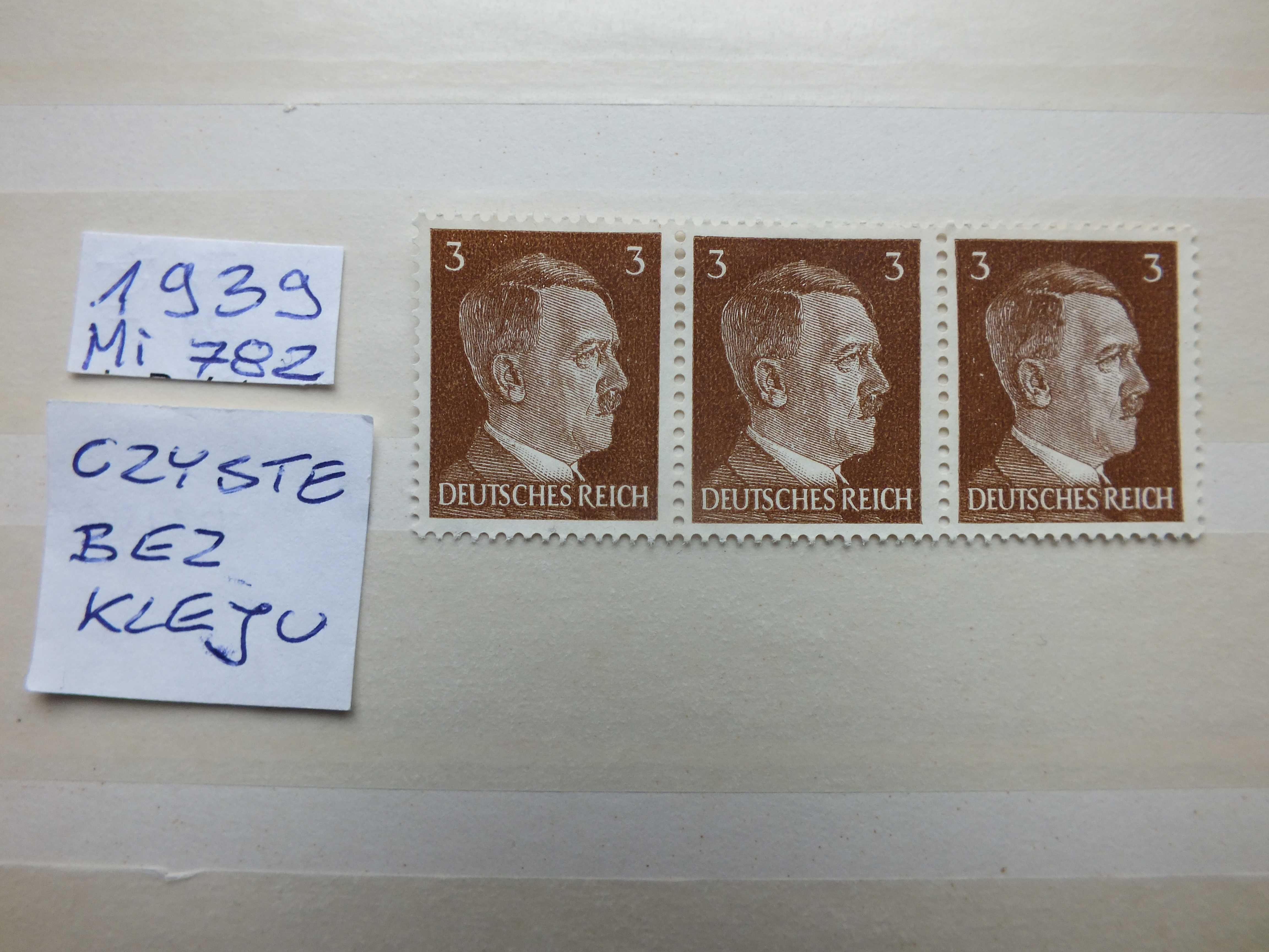 3szt. znaczki Mi 782 pasek trójka Niemcy 1941r. Hitler czyste Rzesza