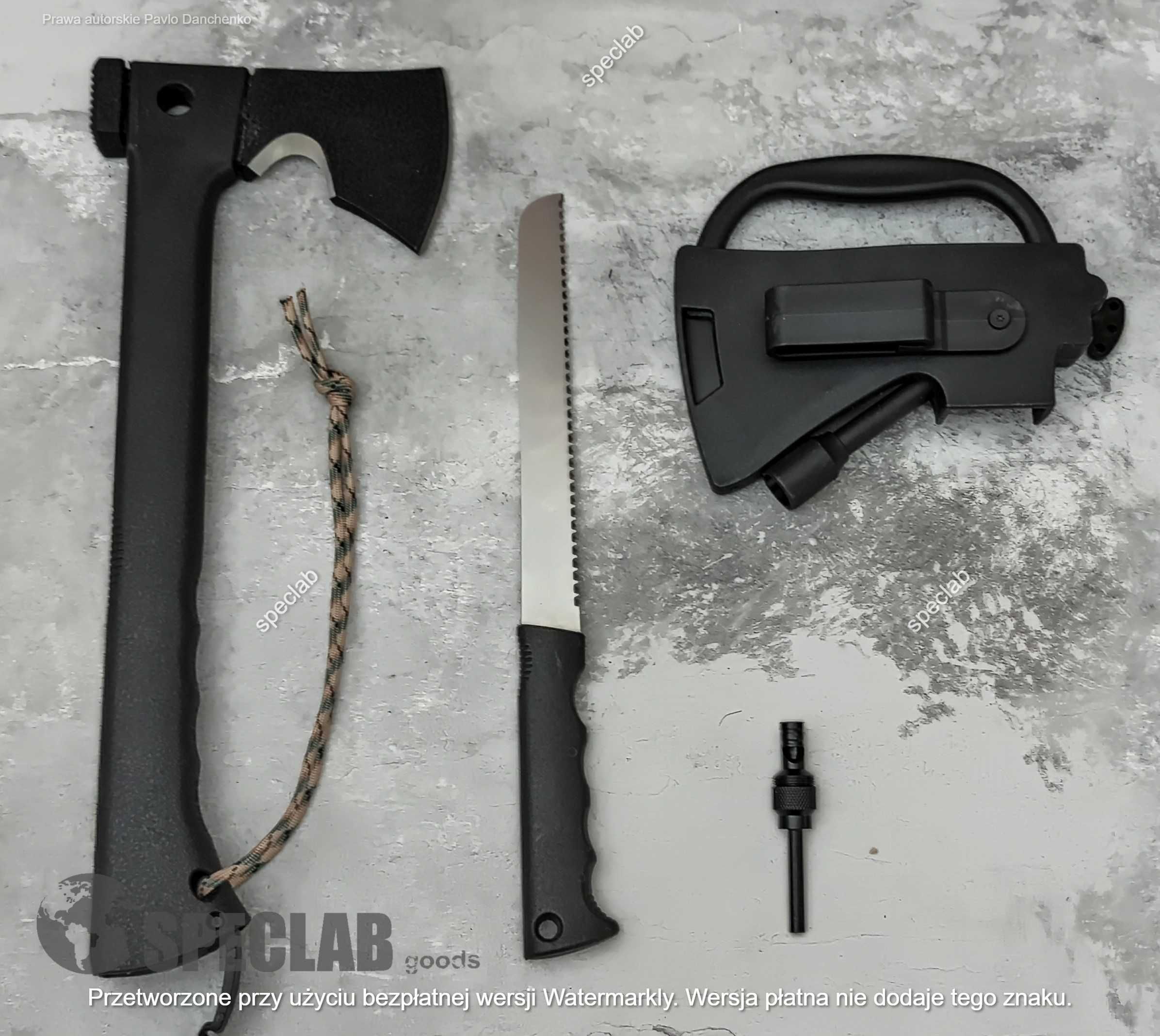 Toporek siekiera tomahawk UKRYTY NÓŻ ETUI GWIZDEK