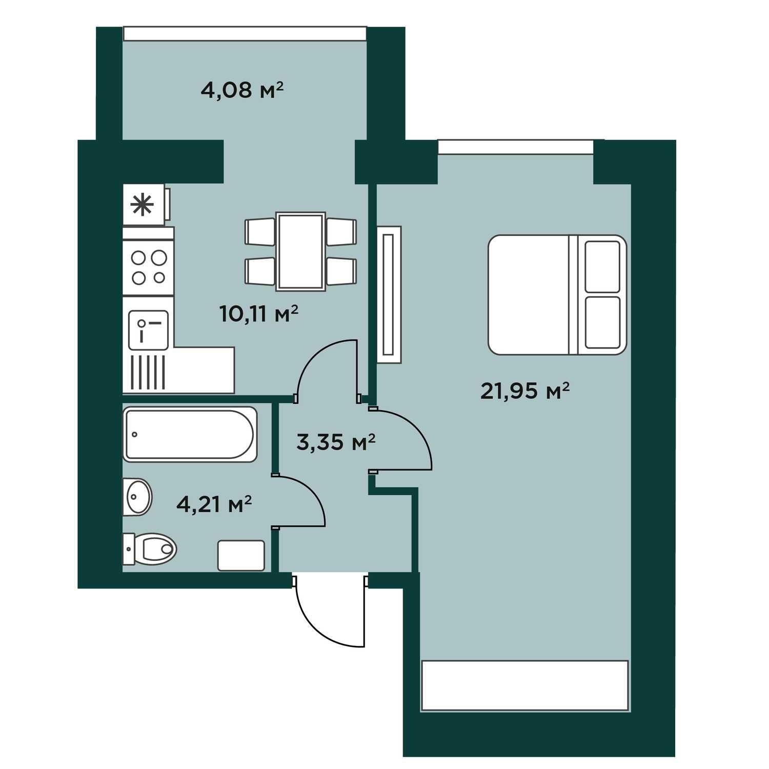Однокімнатна квартира в ЖК Millennium Park (м. Буча) - 43.7 кв.м