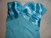 Elegancka niebieska długa suknia r. 40